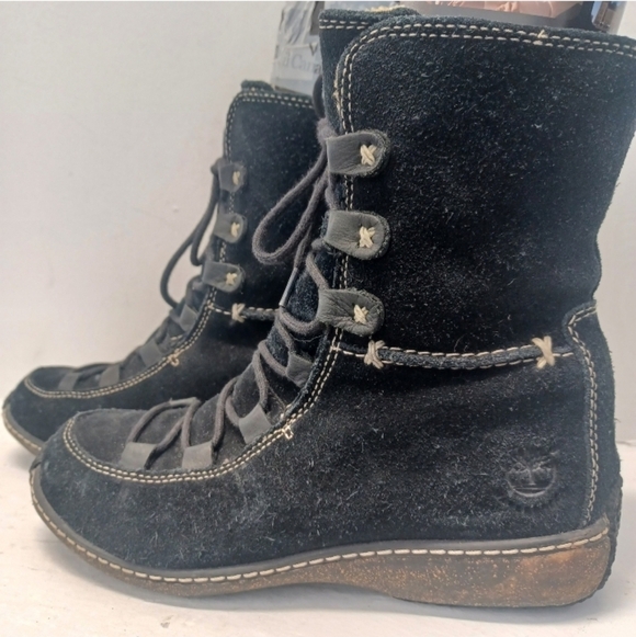 Timberland Shoes - TIMBERLAND Reykir Ghillie Black Suede Winter Boots Lace-Up Size 6M